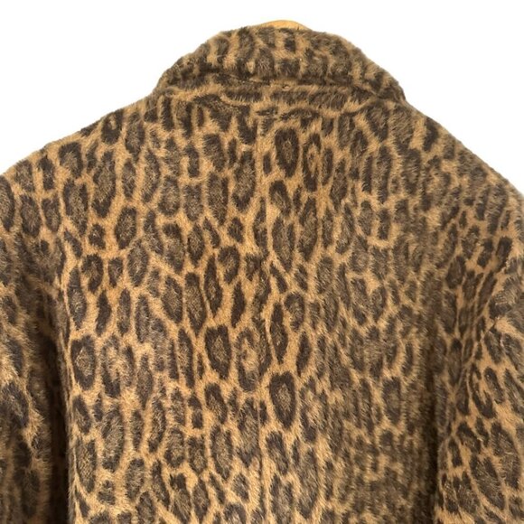 New Anthropologie See U Soon Henrietta Leopard Faux Fur Double Breasted Coat S - Picture 10 of 16